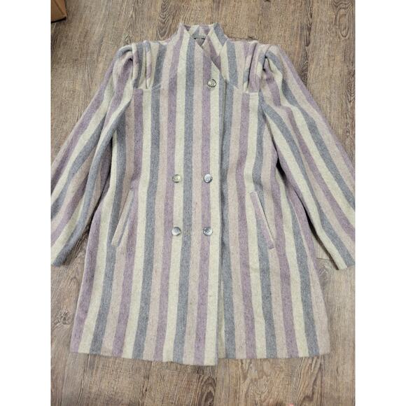 Elco 1950s 1960s Wool Blend Double Button Pink Purple Gray Coat Size 11/12 Large - Picture 1 of 8